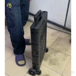 PRO-T PVC Foldable Shopping Trolley Four-Wheeled Trolley Hand Cart Plastic Heavy Carry Shopping Picnic Travel Office