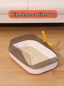Large Cat Litter Box With Cat Litter Scoop Semi Closed Litter Box For Cat Toilet Splashing Deodorization Litterbox
