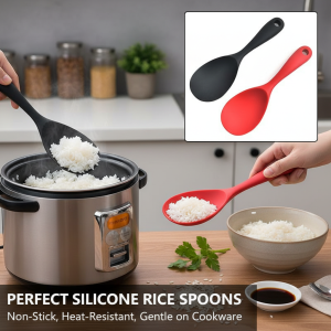 Hanging Silicone Rice Spoon Kitchen Ladle Non-stick Saucepan Electric Rice Cooker Cooking Scoop with Holes Household Items
