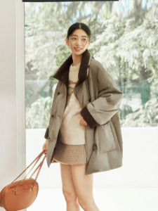 Semir | Elegant Vintage Style Winter Long Coat Oversized Raglan Sleeves Womens Down Jacket