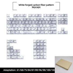 2026 New 132 Keys Carbon Fiber Texture Top Print Black White Cherry Profile PC Shine Through Keycaps for MX Mechanical Keyboards