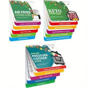 Air Fryer แผ่นแม่เหล็กโกง Air Fryer ตําราอาหารปฏิทินอาหาร Pro สูตรอุณหภูมิเวลาทําอาหารท่องเที่ยวอุปกรณ์ครัว