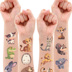 10 Sheets Cartoon Animal Temporary Tattoo Set Kids Colorful Cute Animal Waterproof Tattoos for Journal Guka DIY Party Decor