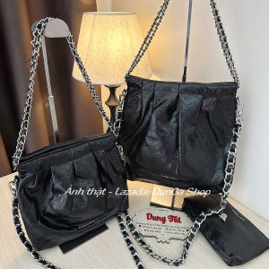 [Chuẩn hãng] Túi nữ đi du lịch đeo chéo + đeo vai size 30 & 23 xích bạc chất da xịn sang