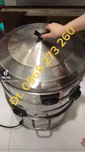 Nối Hấp Bánh Bao CHạy Điện INOX 1-2-3 Tầng Hấp