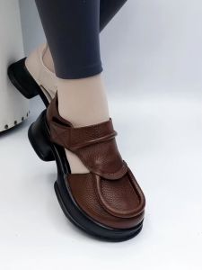 Comfortable Hollow out Cowhide Womens Sandals Fashionable Breathable Slip-On Shoes for Casual Daily Wear Soft Surface Leather