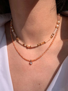 CAFFTI | Dopamine Fire Color Zircon Pendant Beaded Necklace