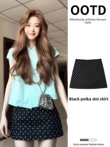 ZUKUN | Dotted A-line Short High-waist Skirt