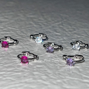 Pink Colorful Zircon Small Hoop Earrings Sleepwear Friendly Stackable Fashionable Korean Style Jewelry for Women
