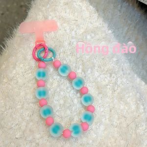 Dây Đeo Điện Thoại Hình Hạt Tròn Macaron Đầy Màu Sắc Dây Đeo Tay Nữ Dây Đeo Cổ Tay Chống Thất Lạc Có Dây Đeo Ngắn Phụ Kiện Điện Thoại Di Động Hợp Thời Trang