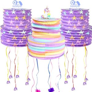 ชุดรูปแบบยูนิคอร์นสายรุ้งรูปพินาต้าสำหรับวันเกิดรูปม้าน่ารักของขวัญขนมของเล่นพินาต้าสำหรับเด็ก1st ของขวัญปาร์ตี้วันเกิดของตกแต่งงานเลี้ยงฉลองทารก1ชิ้น