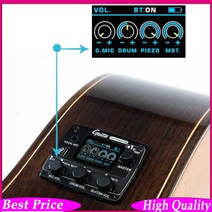IRIN | Guitto GGP-05 Acoustic Guitar Pickup System Multifunction Vibration Sensor & Condenser Mic Digital EQ Perfect for Live Streaming