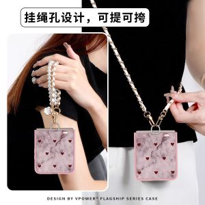 Vpower Ultra-Thin Leather Phone Case for Honor MagicVFlip Foldable Screen Protective Cover Full Protection with Lanyard Crossbody Design