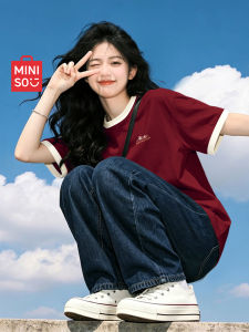 Miniso | Summer New Red Color Cotton Loose Women T Shirts