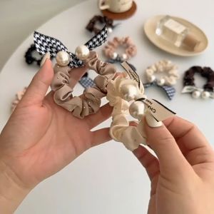 Cepol Rambut Scruncie Hijab Ikat Kunciran Aksesories Wanita Motif Pita Cute Hair Band Korean Style
