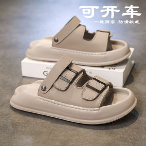 Mens Summer Outdoor Wear Anti-Slip Thick Bottom Driving Dual Use Birkenstock Sandals Sports Beach Slippers Fashionable Youth Korean Style