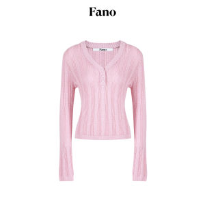 Sweet & Cool Macaron Breathable Rib Texture V-Neck Semi-Open Knit Sweater