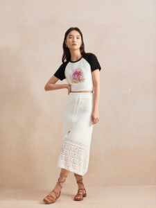 Vero Moda | High Waist Vacation Style Knit Lace Half Skirt
