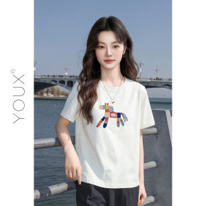 YOUXIANG | Áo Thun Hình Ngựa Đa Màu