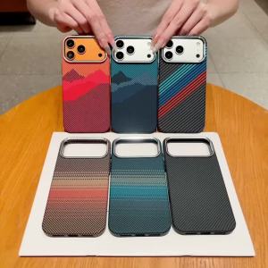 szhaiyu | For iPhone 18 Pro Max 17 16 15 14 13 Pro Case For Magsafe With Carbon Fiber Kevlar Texture Metal Lens Frame Shockproof Cover