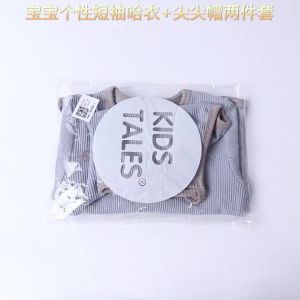 Kids Tales Baby Short Sleeve Rompers Summer Baby Boy Triangle Rompers Letter Stripes Vest Garments