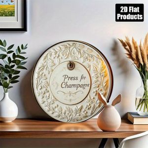 CIFbuy | Vintage Press for Champagne Doorbell Metal Sign 8x8 Inch Wall Decor