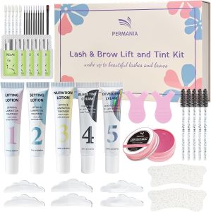 Bộ Sản Phẩm Nâng Mi Và Chân Mày PERMANIA Kèm Thuốc Nhuộm - Dụng Cụ Trang Điểm Nữ Giữ Nếp Cong Lâu Dài Chống Thấm Nước Thành Phần An Toàn
