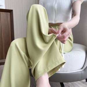 Large Size Casual Women Pants Loose Fit Ice Silk Wide Leg Pants for Summer New Arrival Slimming Effect Plus Size mm300 Weight