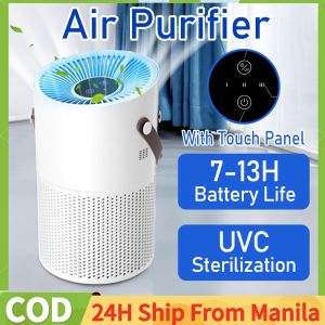 Air Purifier With Hepa Filter Desktop Air Purifier With Touch Panel For Bedroom UVC Sterilization And Formaldehyde Smart Air Purifier With 10000mah Battery Indoor Air Purifier For Baby Negative Ion Air Purifier For Home Office
