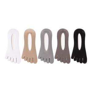 JIAZINI | Mens Summer Thin Ice Silk Invisible Socks Five Finger Boat Socks Anti-Odor Antibacterial Breathable Lightweight Nylon Spandex