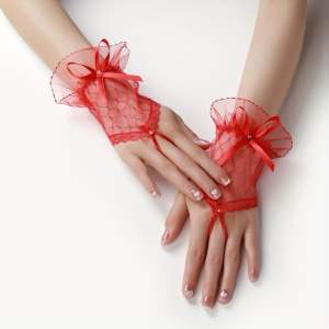 Sarung Tangan Wanita Jala Jaring Crowntex Pita Putih