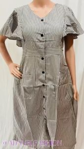 Dress Ruffle Hand 797-80 Bahan Katun Salur LD 98 PJG 120 Bagian Belakang Ada Karet Realpict