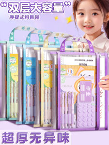 กระเป๋าใส่เอกสารแบบซิปแบบมีตาข่ายความจุขนาดใหญ่สำหรับนักเรียน 2 ชั้น ใส่หนังสือเรียน วัสดุ A4 ใส สำหรับการเรียนรู้