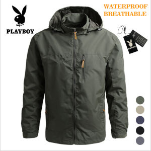 เสื้อกันลมขนาดใหญ่พิเศษสำหรับ5XL เพลย์บอยสำหรับผู้ชายแจ็คเก็ตกันลมกันน้ำปีนเขา/เสื้อโค้ตตั้งแคมป์สำหรับบุรุษเสื้อกันฝน