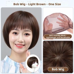 SIX | Natural Real Hair Wig for Middle-aged and Elderly Short Bob