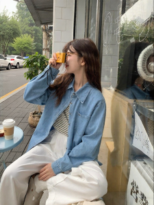 imimtuan | Áo Jean Nữ Retro Rộng Hàn Quốc Phong Cách Nhỏ Gọn