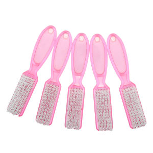 2/5/10Pcs Pack Transparent Pink Nail Brushes Ergonomic Handle Manicure Pedicure Cleaning Tools Professional Salon Quality Tools