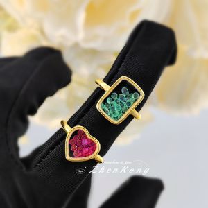 Young French Vintage Colorful Glass Paraiba Ring Luxury Niche Hourglass Red Corundum Heart Shaped Womens Ring Fashion Jewelry