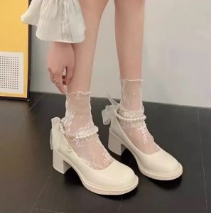 ถุงเท้าลูกวัวลายดอกไม้บางเซ็กซี่สำหรับผู้หญิง2คู่ถุงเท้าส่วนผ้าตาข่ายหน้าร้อนระบายอากาศกลางถุงเท้าทรงท่อถุงเท้าดอกไม้โลลิต้า