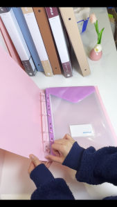4Pcs Long File Bag for 2/3/4/5 Ring Binder Folder Transparent Document Envelope Bag Binder Refill File Organizer