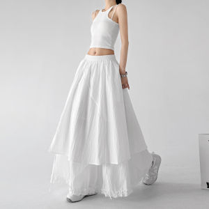 MUYUZI | Elegant Summer Midi Skirt Blue