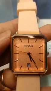 Jam Tangan Wanita Foxxil Analog Kotak 3D Glass Karet Rubber Model Terbaru Mewah Fashion Cewek Kekinian Keren Elegan