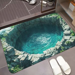 VIKAMA 3D Soft Diatomite Ocean Style Entrance Door Mat Kitchen Bathroom Water-Absorbent Non-Slip Foot Mat Home Decor Summer