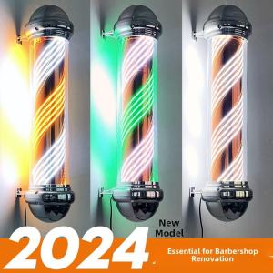 Super Bright LED Rotating Sign Light Waterproof Hairdressing Shop Wall Mounted Chrome Plated Hair Salon Outdoor Hanging Lamp