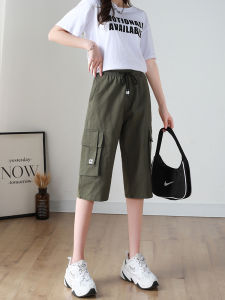 กางเกงขาสั้นทรงตรงลายทหารสำหรับผู้หญิงในช่วงฤดูร้อน กางเกงขายาวทรงหลวมสบาย ๆ ทรงหลวมไซส์ใหญ่สำหรับผู้หญิงที่อ้วน