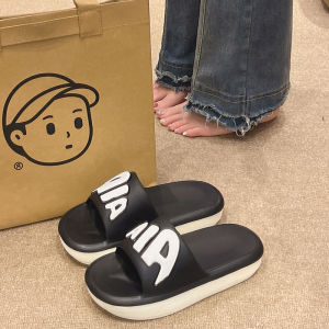 Fashionable Letter Womens Slippers Summer Indoor Home Thick Bottom Bathroom Anti-slip Slip-On Shoes Comfortable EVA Material