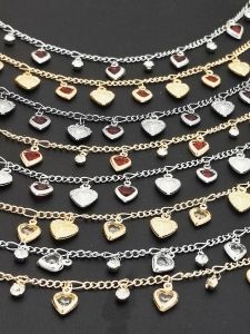 Copper Chain Tassel Heart Zircon Crystal DIY Accessories for Clothing Hairpins Headwear Necklaces Bracelets Fashion Jewelry