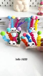 1Pcs Funny Cute Cartoon Colour Ugly Doll Hair Ball Plush Hairpins Big Eye Twisted Stick Hair Clips