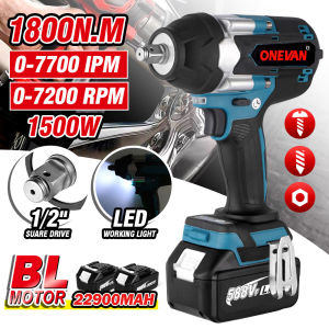 1800N.M Torque 388Vf Cordless Impact Wrench 1500W Brushless Wrench 18V 1/2 Powerful Battery Impact Wrench Fit for Makita 18V Battery