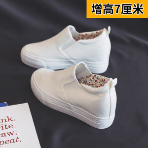 Womens Thick Bottom Canvas Shoes Spring Summer New Style Slip-On Trendy All-Match Foot Cover Board Shoes round Head Rubber Outsole